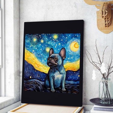 Drawings French Bulldog 03 Van Goh Style Vintage Framed Canvas Prints Wall Art Hanging Home Decor